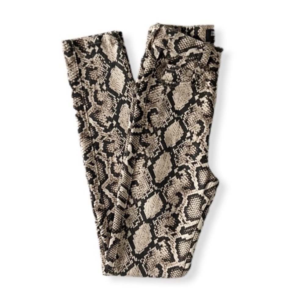 Zara Snakeskin Print Cream Skinny Jeans Size 0